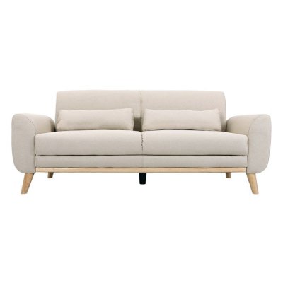 MILIBOO  Canap&eacute; design 3 places en tissu naturel et bois clair EKTOR