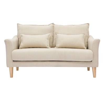 MILIBOO  Canap&eacute; scandinave 2 Places en Tissu Beige et Bois Clair Kate