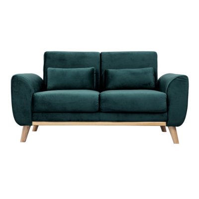 MILIBOO  Canap&eacute; scandinave 2 places velours bleu p&eacute;trole EKTOR 