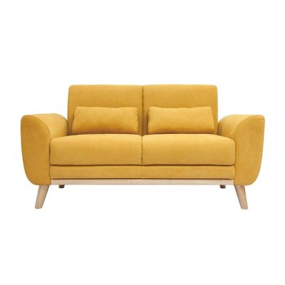 MILIBOO  Canap&eacute; scandinave 2 places velours jaune moutarde EKTOR 
