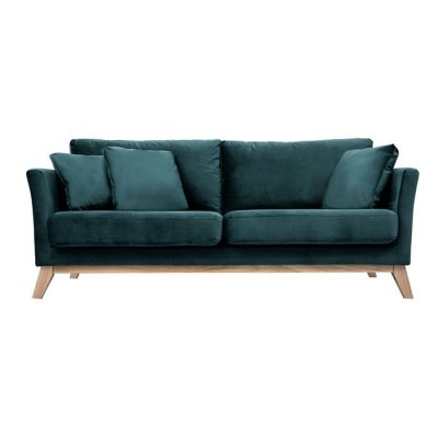 MILIBOO  - Canap&eacute; scandinave 3 places d&eacute;houssable velours bleu p&eacute;trole OSLO