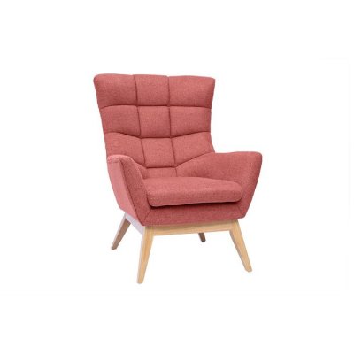 MILIBOO  - Fauteuil scandinave tissu effet velours textur&eacute; terracotta et bois BRODY