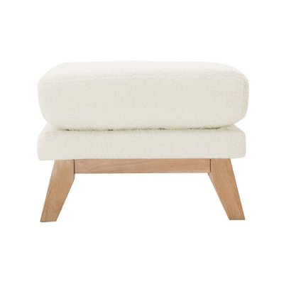 MILIBOO  - Pouf repose-pieds scandinave d&eacute;houssable blanc effet laine boucl&eacute;e OSLO