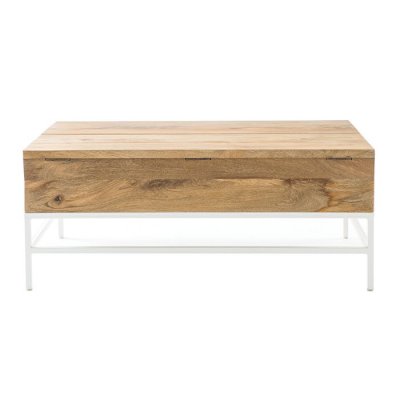 Miliboo - Table basse relevable manguier et m&eacute;tal blanc BOHO