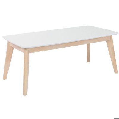 Miliboo - Table basse scandinave blanche avec pieds bois LEENA