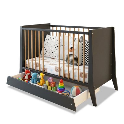  MINEA Lit b&eacute;b&eacute; &eacute;volutif avec tiroir TIMEO 60x120 cm (Matelas non Inclus)