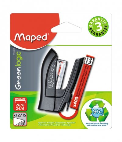 MAPED Mini agrafeuse  Greenlogic 24/6 Mod&egrave;le al&eacute;atoire