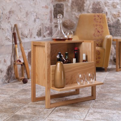 Mini bar 59x30x60 cm d&eacute;cor ch&ecirc;ne- KEILA