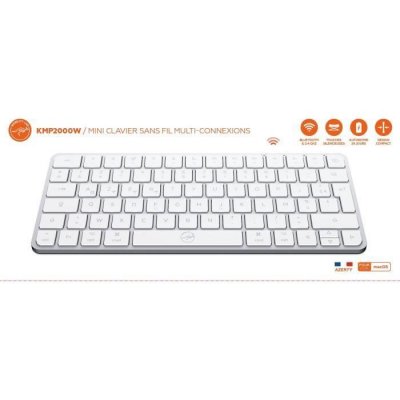 MOBILITY LAB Mini clavier - Touches plates - KMP2000W - AZERTY - FR - Multi-connexions - Blanc - Neuf