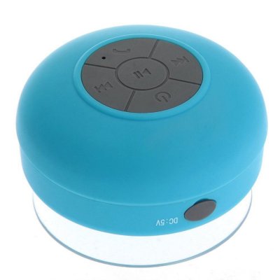 YONIS Mini enceinte Bluetooth ronde kit main libre ventouse waterproof bleu