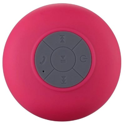 YONIS Mini Enceinte Bluetooth Ronde Kit Mains Libres Avec Ventouse Waterproof Rose 