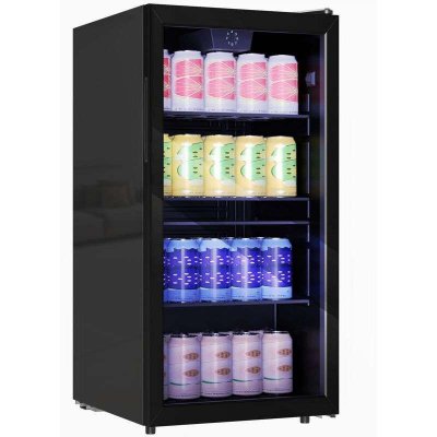 HOMCOM Mini R&eacute;frig&eacute;rateur 93l Porte Vitr&eacute;e &Eacute;clairage Led