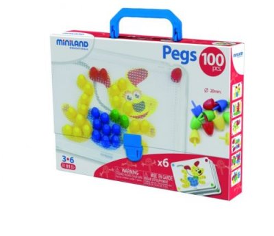MINILAND  Mosa&iuml;que Pegs avec Tableau + 6 Feuilles + 100 Clous