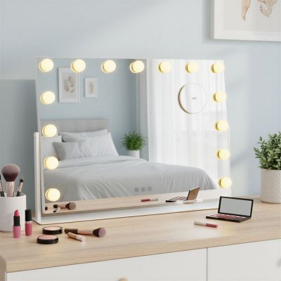 SONGMICS Miroir de maquillage avec lumi&egrave;res contr&ocirc;le tactile blanc mat