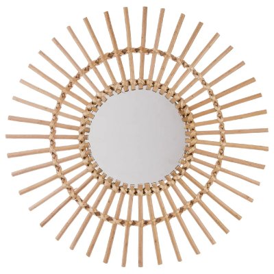 ATMOSPHERA Miroir en rotin diam&egrave;tre 58 cm Soleil