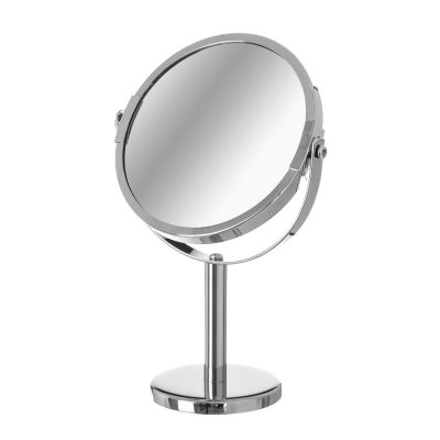 UNIMASA Miroir grossissant (x2) double face en m&eacute;tal argent&eacute;