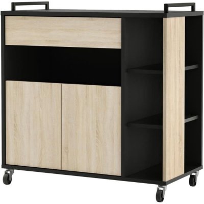 Miroytengo - Unit&eacute; auxiliaire pour micro-ondes en ch&ecirc;ne noir 80x76,5