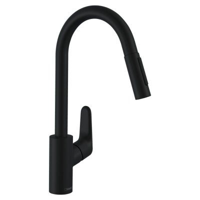 HANSGROHE Mitigeur d&eacute;vier/cuisine &agrave; douchette extractible focus - finition noir mat