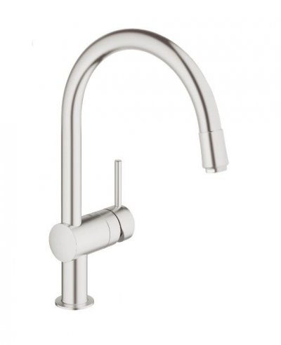 GROHE Mitigeur &eacute;vier avec bec mousse acier supersteel minta 32918dc0 