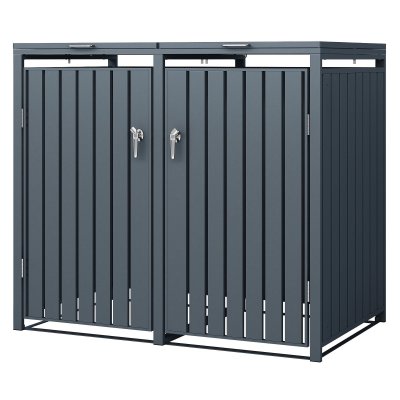 ML DESIGN ML-Design Box pour 2 Poubelles, 240L, 132x80x116,3 cm, en Acier, Anthracite, R&eacute;sistant aux