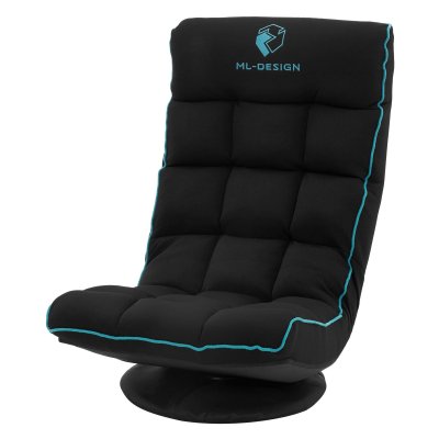 ML DESIGN ML-Design Fauteuil de Sol Gaming Noir-Turquoise, Pivotant 360&deg;, Mod&egrave;le de Jeu Pliable avec
