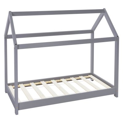 ML DESIGN ML-Design Lit d'Enfants 80x160 cm avec Toit et Sommier, Bois de Pin Massf, Gris Clair,