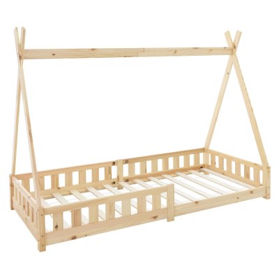 ML DESIGN ML-Design Lit d'Enfants Tipi 90x200 cm Naturel avec Protection Antichutes et Sommier &agrave;