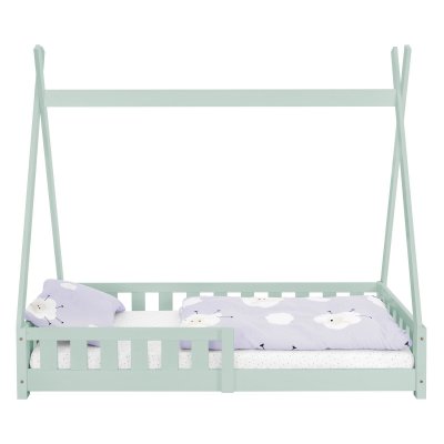 ML DESIGN ML-Design Lit d'Enfants Tipi Vert Menthe avec Protection Contre les Chutes en Bois de Pin