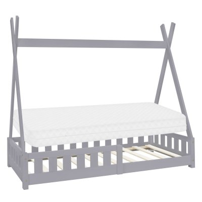 ML-Design Lit Enfant Tipi 80x160 cm Gris Clair avec Matelas &agrave; Mousse Froide Polyester,