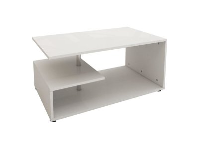 ML-Design Table Basse Blanc avec Barre D&eacute;corative en M&eacute;tal, 91x41x52,6 cm, Moderne,