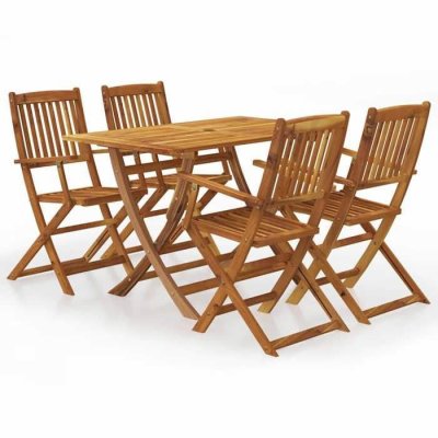 VIDAXL Mobilier &agrave; d&icirc;ner d'ext&eacute;rieur pliable 5 pcs Bois d'acacia solide