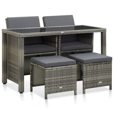 VIDAXL Mobilier &agrave; d&icirc;ner de jardin 5pcs et coussins R&eacute;sine tress&eacute;e Gris  - Grey