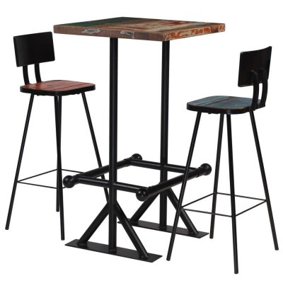 VIDAXL Mobilier de bar 3 pcs bois de r&eacute;cup&eacute;ration massif multicolore