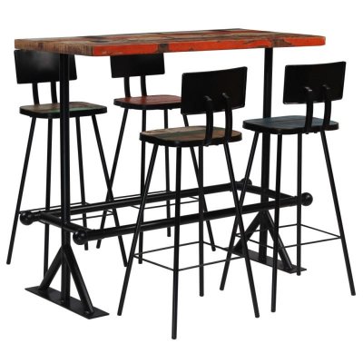 VIDAXL Mobilier de bar 5 pcs bois de r&eacute;cup&eacute;ration massif multicolore