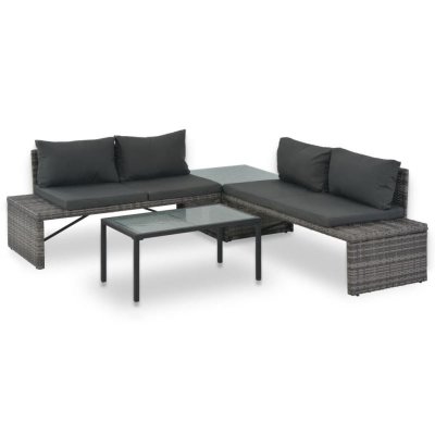 VIDAXL Mobilier De Jardin 3 Pcs Coussins R&eacute;sine Tress&eacute;e Gris Salon De Jardin