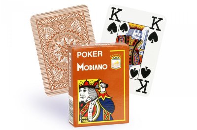 MODIANO  487 Jeu de Cartes de Jeu Poker Cristallo, 4 Index Marron