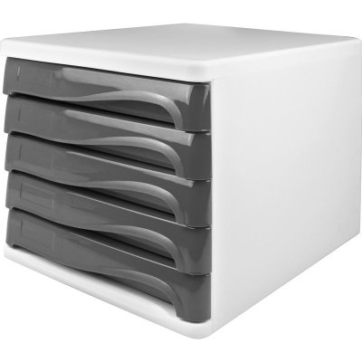 HELIT Module de classement 'the wave', 5 tiroirs, blanc/gris