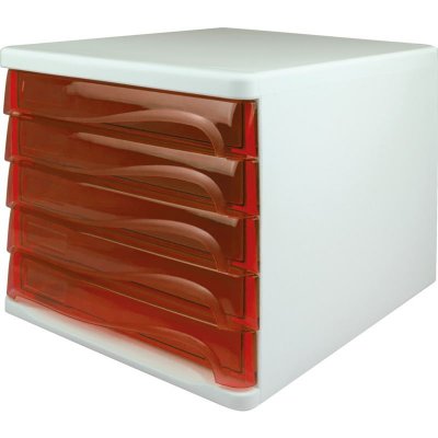 HELIT Module de classement 'the wave', 5 tiroirs,blanc/rouge