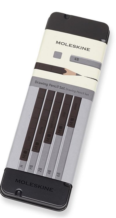 MOLESKINE  Graphite Drawing Pencil Set (5 Graded Pencils), Black, Grey