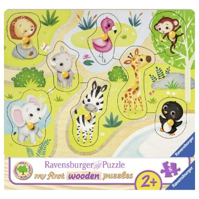 ALPEXE Mon Premier Puzzle Progressif en bois 8 pi&egrave;ces En route vers le Zoo