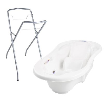 GENERIQUE MonMobilierDesign Baignoire b&eacute;b&eacute; avec r&eacute;ducteur int&eacute;gr&eacute; Blanc + Pied