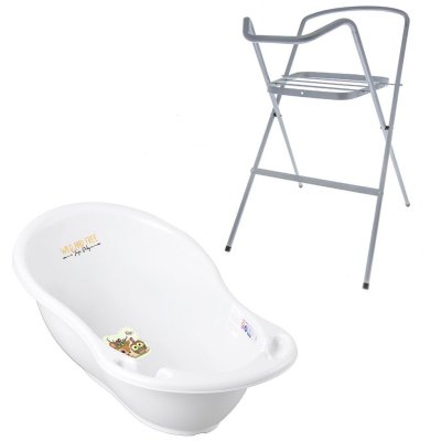 GENERIQUE MonMobilierDesign Baignoire b&eacute;b&eacute; thermom&egrave;tre Blanc Biche 86 cm + Pied