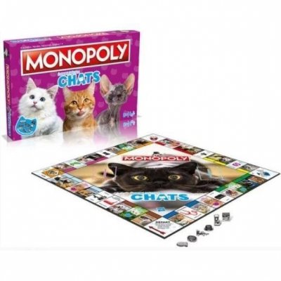 WINNING MOVES Monopoly Chats - Jeu de soci&eacute;t&eacute; - Monopoly Mettant en Vedette Les Chats Dans Diff&eacute;rents Lieux