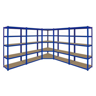 MONSTERSHOP Monster Racking 1 Rayonnage d'Angle T-Rax Bleu et 4 Rayonnages T-Rax Bleus en Acier Sans