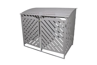 MONSTERSHOP  Cache Poubelle Double en Bois 2 x 240L Gris C&eacute;rus&eacute;