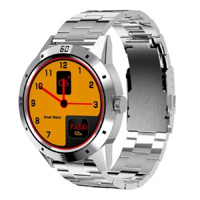 YONIS Montre Connect&eacute;e 1.3' TFT Cardio Podom&egrave;tre Sommeil Bluetooth 4.0 Acier Inox Argent 