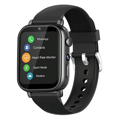 YONIS Montre Connect&eacute;e 4G Etanche IP67 Dual Cam&eacute;ra Android 8.1 Mesure Temp&eacute;rature 2G+16G Noir 