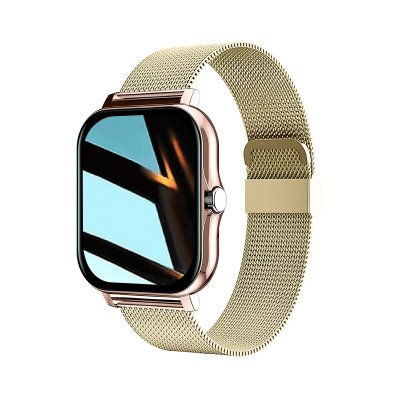 AVIZAR Montre Connect&eacute;e Baln&eacute;o &Eacute;cran 1,69' Bluetooth 5.1 IP67 Bracelet Acier Dor&eacute;e