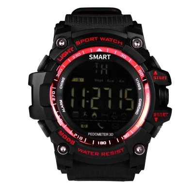 YONIS Montre Connect&eacute;e Bluetooth Bracelet Sport Cadran &Eacute;cran LCD IP67 50 M Rouge  - Neuf