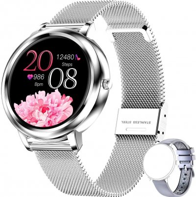  Montre Connect&eacute;e Chronus MK20 Fitness Tracker IP68 &Eacute;tanche-Argent-Chronus 